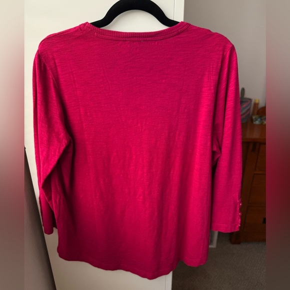 Chico’s red-purpleish-heathered lightweight 3/4th sleeves tee size 2 (12-14) - Picture 7 of 7
